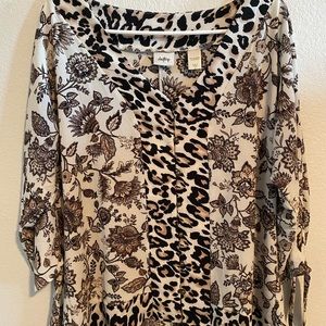 Daytrip Floral Leopard Gauze Top Medium
